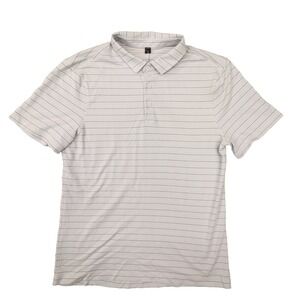 lululemon Evolution Gray Striped Polo Shirt Performance Short Sleeve Mens Medium